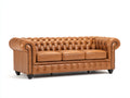 Canapé 3 places - Cuir - 225 x 98 x 80 cm - Camel - Style Chesterfield traditionnel