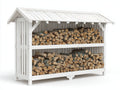 Abri à bûches - Bois - 220x78x172 cm - Blanc - Classique