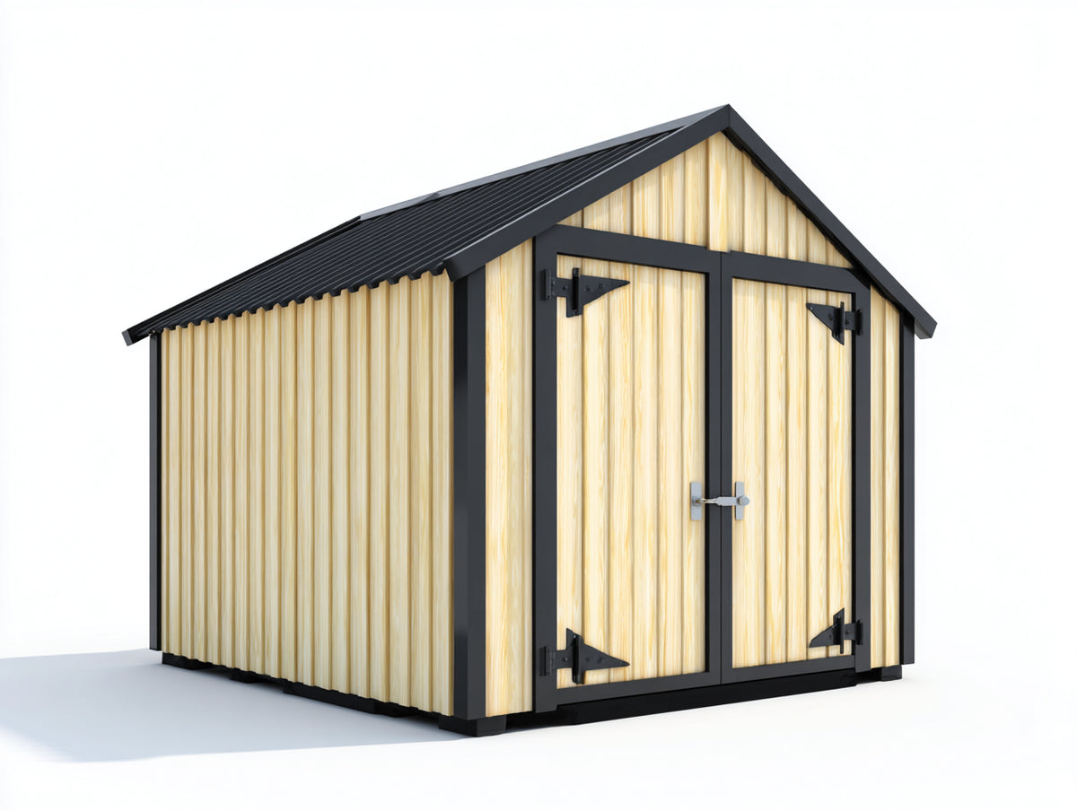 Abri de jardin - Bois - 205 x 135 x 225 cm - Naturel-Noir - Industriel