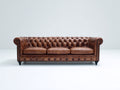Canapé 3 places - Cuir - 224 x 92 x 78 cm - Marron - Style Chesterfield classique