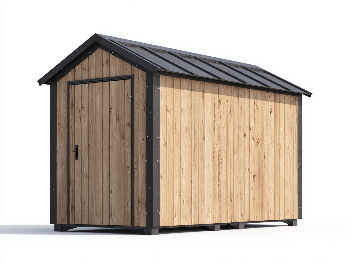 Abri de jardin - Bois - 180 x 125 x 220 cm - Naturel-Anthracite - Contemporain