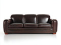 Canapé 3 places - Cuir - 211 x 92 x 88 cm - Marron espresso - Style club classique