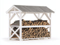 Abri à bûches - Bois - 208x86x184 cm - Blanc-Gris vieilli - Rustique