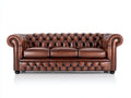 Canapé 3 places - Cuir - 224 x 97 x 80 cm - Marron acajou - Style Chesterfield luxueux