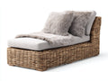 Bain de soleil - Rotin-Tissu - 174 x 80 x 84 cm - Brun naturel-Gris perle - Rustique