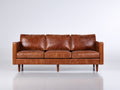 Canapé 3 places - Cuir - 210 x 88 x 82 cm - Marron cognac - Style moderne du milieu du siècle