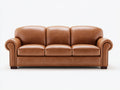 Canapé 3 places - Cuir - 207 x 92 x 89 cm - Cognac clair - Style classique contemporain