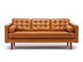 Canapé 3 places - Cuir - 205 x 86 x 79 cm - Camel - Style moderne rétro