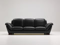 Canapé 3 places - Cuir - 217 x 95 x 86 cm - Noir - Style moderne sculptural